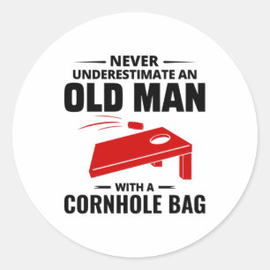 Old Man Cornhole Bean Bag Toss Outdoor Rasen Spiel Runder Aufkleber