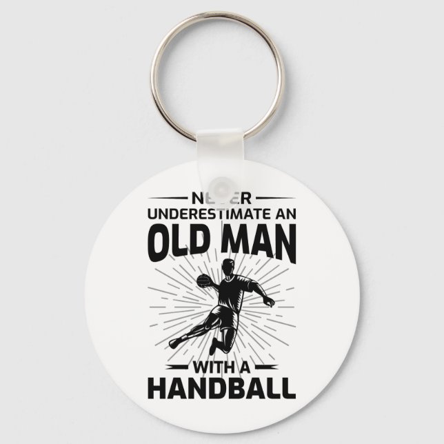 Old Man Handball Player Handballer Vater Opa Schlüsselanhänger (Vorderseite)