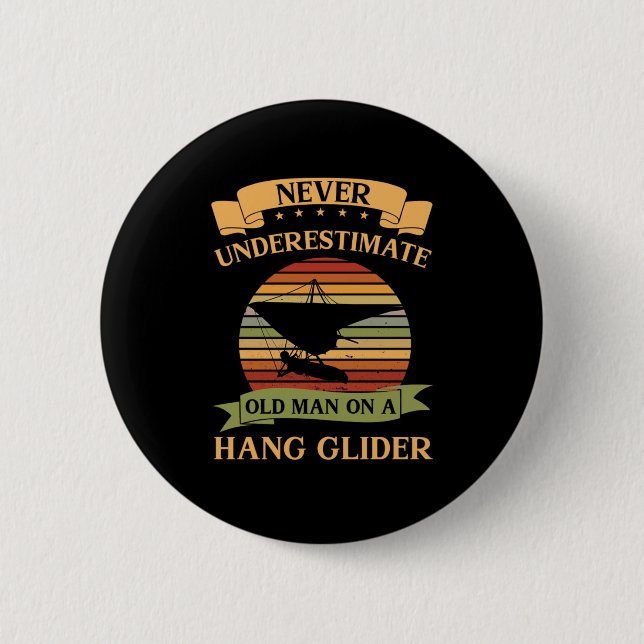 Old Man Hang Glider Hang Gliding Extreme Sports Gi Button (Vorderseite)