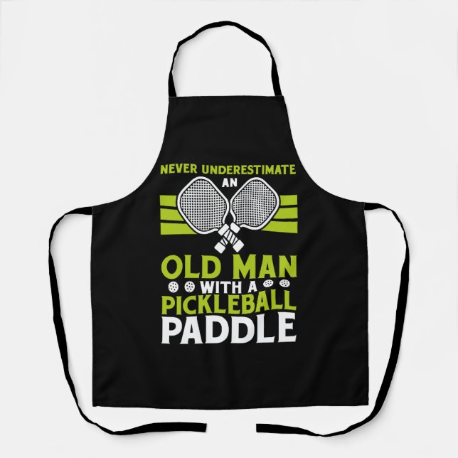 Old Man Pickleball Paddle-Geschenk Schürze (Vorderseite)
