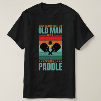 Old Man Pickleball Paddle Retro Design T-Shirt