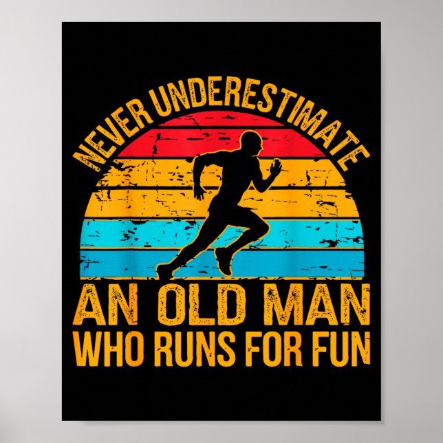 Old Man Running Humor Fitness Lover Funny Senior R Poster (Vorne)