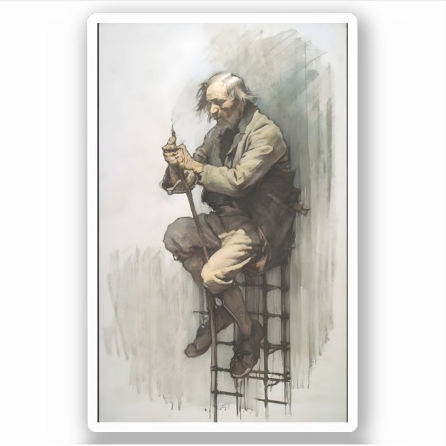 Old Man Sketch Aufkleber (Vorderseite)