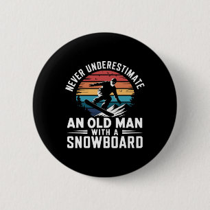 Old Man Snowboarden Lover Spaß Design Funny Snow Button