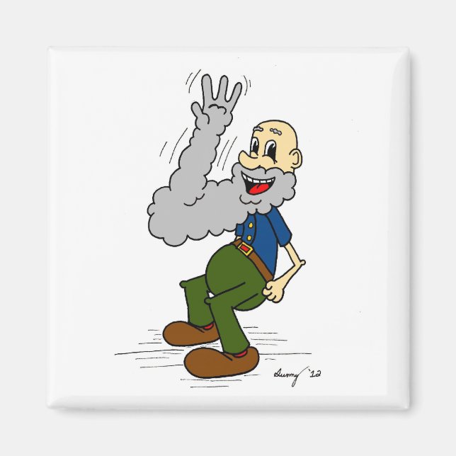 Old Man Waving Beard Magnet (Vorne)