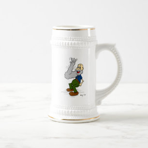 Old Man Waving Beard Stein Bierglas