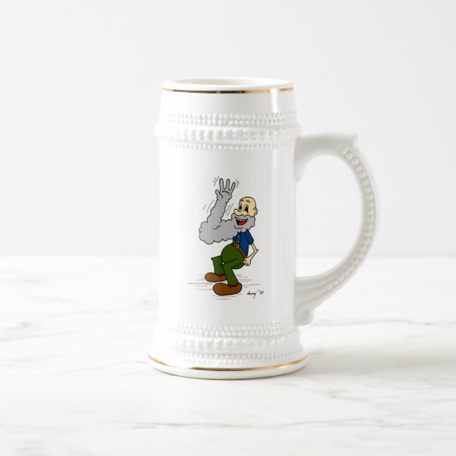 Old Man Waving Beard Stein Bierglas (Rechts)