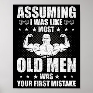 Old Man Weightlift Bodybuilding Weightlift W Poster