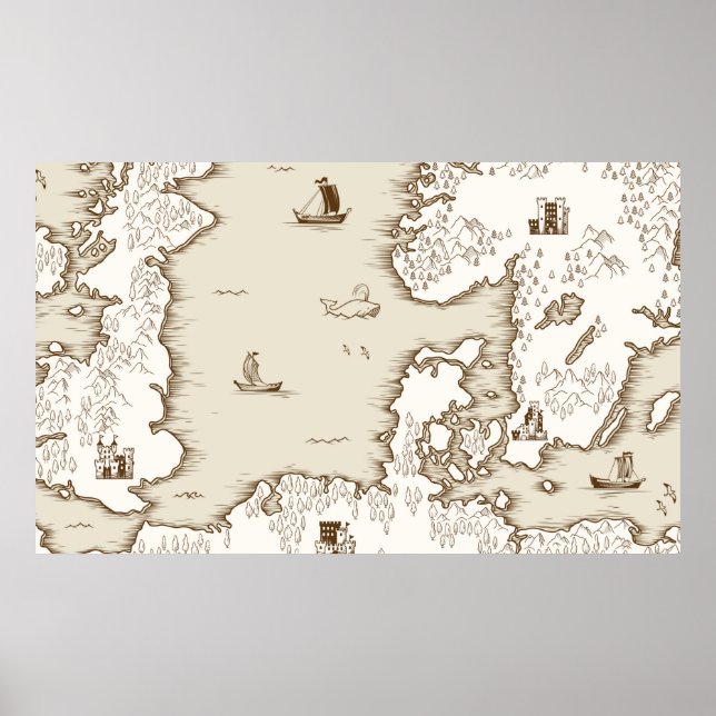 Old map of the North Sea, Britain and Scandinavia, Poster (Vorne)