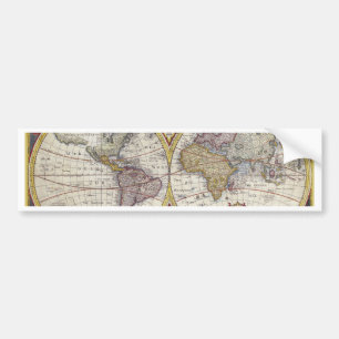 Old Map of the World Autoaufkleber