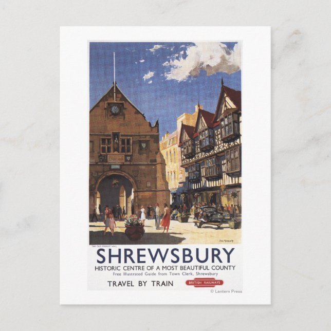 Old Market Hall View British Railposter Postkarte (Vorderseite)
