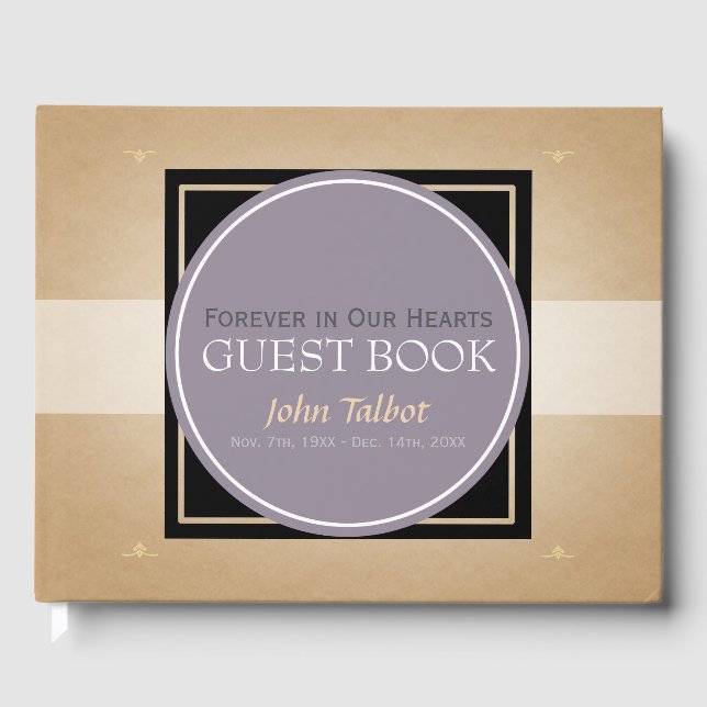 Old Mauve Circle Black Square Memorial Guest Book Gästebuch (Vorderseite)