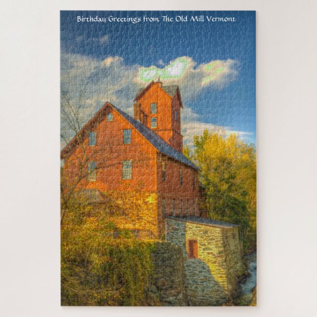 Old Mill in Vermont .Christmas Greetings Jigsaw Pu (Vertikal)