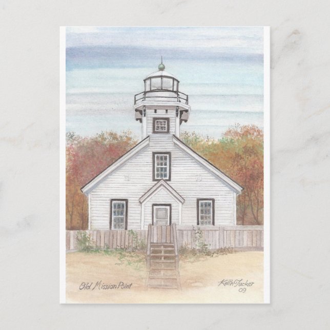 Old Mission Point Light House Postkarte (Vorderseite)