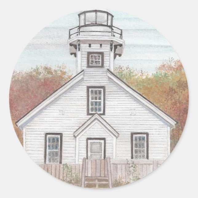 Old Mission Point Light House Runder Aufkleber (Vorderseite)