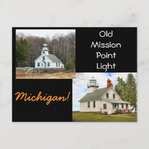 Old Mission Point Light Michigan Postkarte