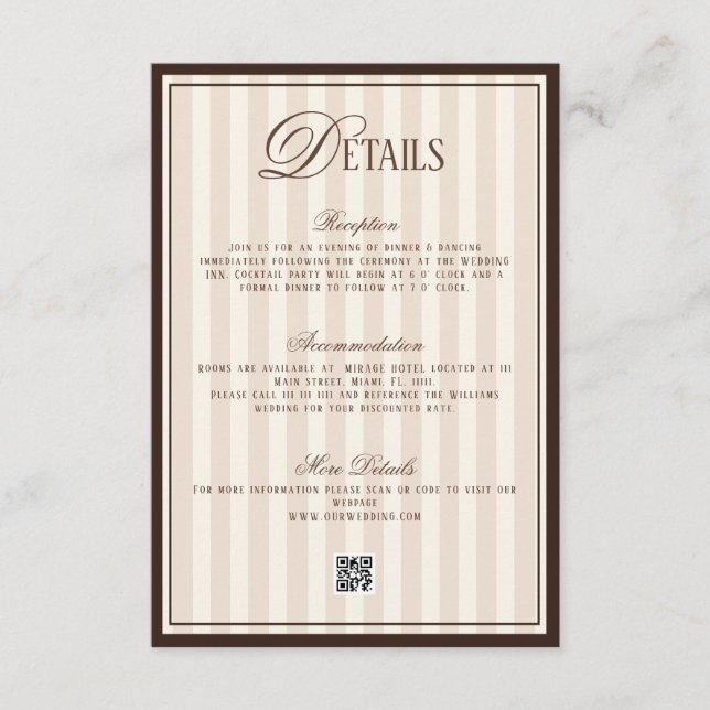 Old Money Beige Ivory Brown Wedding Details  Begleitkarte (Vorderseite)