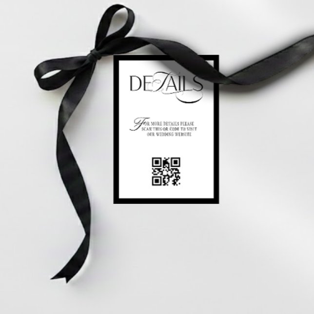 Old Money Black and White Wedding Details Begleitkarte (Von Creator hochgeladen)