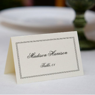 Old Money Black and White Wedding Place Card DIY Einladung