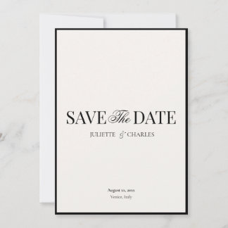 Old Money Black & White | Save The Date White Card Dankeskarte
