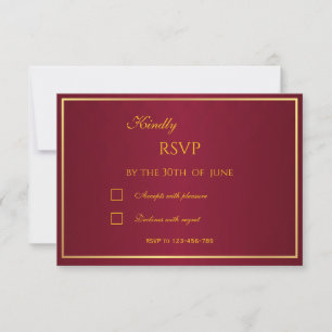 Old Money Burgunderrot & Gold RSVP Karte
