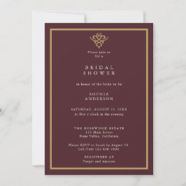 Old Money Burgundy Bridal Shower  Einladung