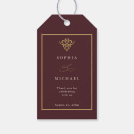 Old Money Burgundy Wedding Gift Tag Geschenkanhänger