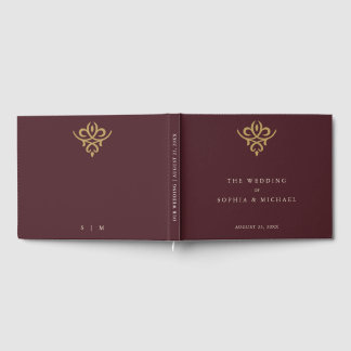 Old Money Burgundy Wedding Guest Book Gästebuch