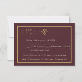 Old Money Burgundy Wedding Response Card RSVP Karte