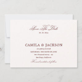 Old Money Burgundy Wedding Save the Date Einladung