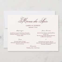 Old Money Ivory & Burgundy Wedding Menu Card Einladung