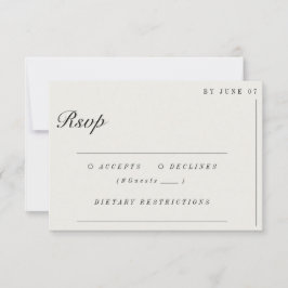 Old Money Minimalistisch Ecru White Wedding RSVP