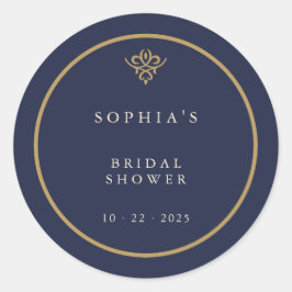 Old Money Navy Blue Bridal Shower Runder Aufkleber