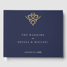 Old Money Navy Blue Wedding Guest Book Gästebuch