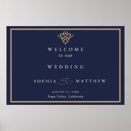 Old Money Navy Blue Wedding Poster
