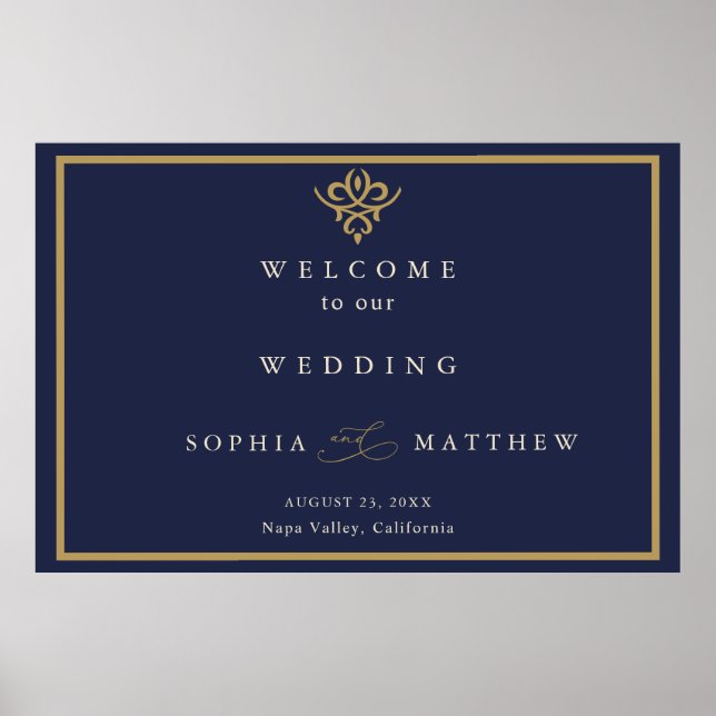Old Money Navy Blue Wedding  Poster (Devant)
