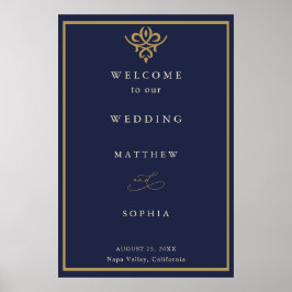 Old Money Navy Blue Wedding Poster
