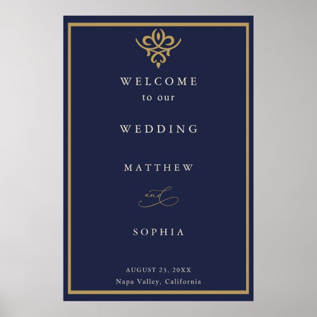 Old Money Navy Blue Wedding  Poster (Devant)