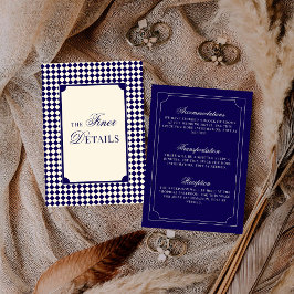Old Money Navy Ivory Checkered Wedding Details Begleitkarte