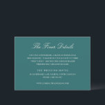 Old Money Teal Classic Wedding Begleitkarte<br><div class="desc">A timeless old money style wedding enclosure card with elegant typography and a classic minimalist layout. Perfect for luxury weddings,  formal events,  and sophisticated celebrations.</div>