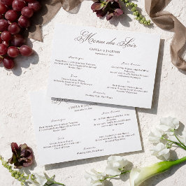 Old Money White and Brown Wedding Menu Card Einladung