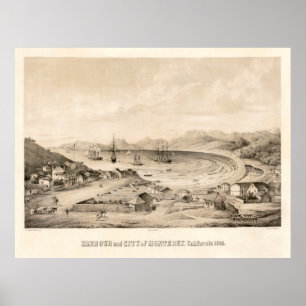 Old Monterey CA Map (1850) Poster