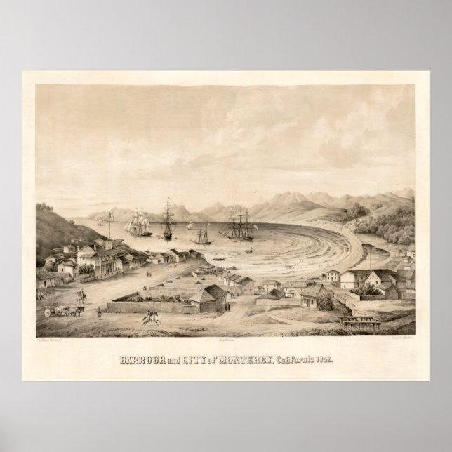 Old Monterey CA Map (1850) Poster (Vorne)