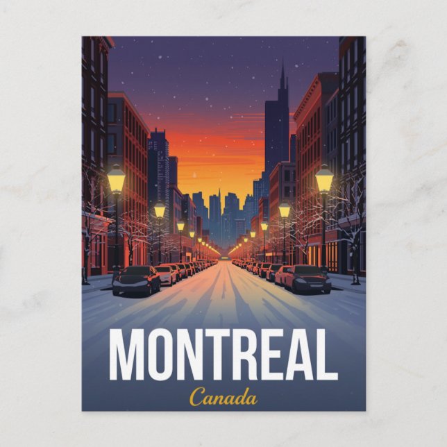 Old Montreal Winter Snowy Street Postkarte (Vorderseite)