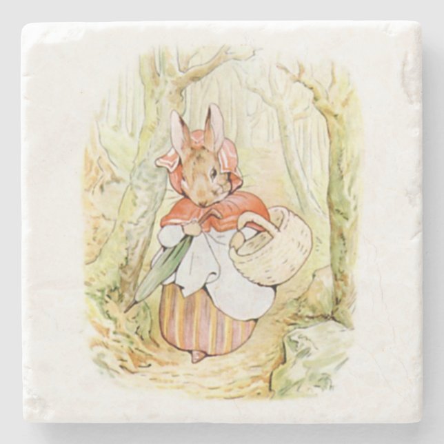 Old Mrs Rabbit (Little Red Riding Hood) (B Potter) Steinuntersetzer (Vorderseite)