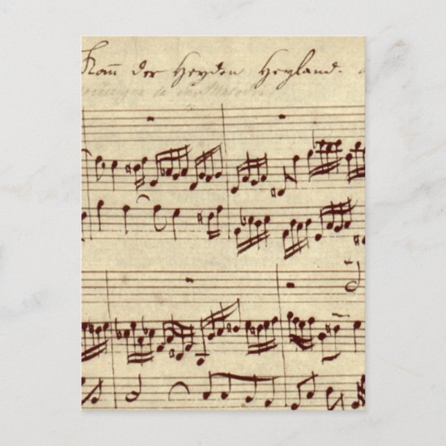 Old Music Notes - Bach Music Sheet Postkarte (Vorderseite)