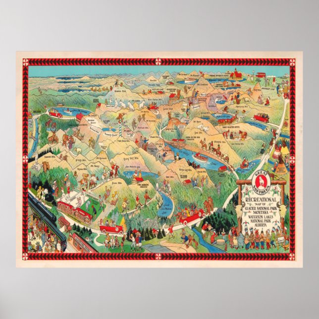 Old National Park Map (1925)  Poster (Vorne)