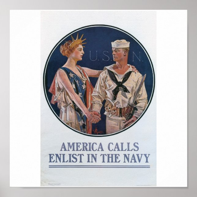 Old Navy Recruiting Poster circa 1917 (Devant)