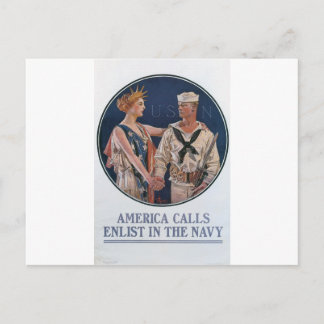 Old Navy Recruiting Poster um 1917 Postkarte