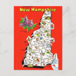 Old New Hampshire Map Postcard Postkarte